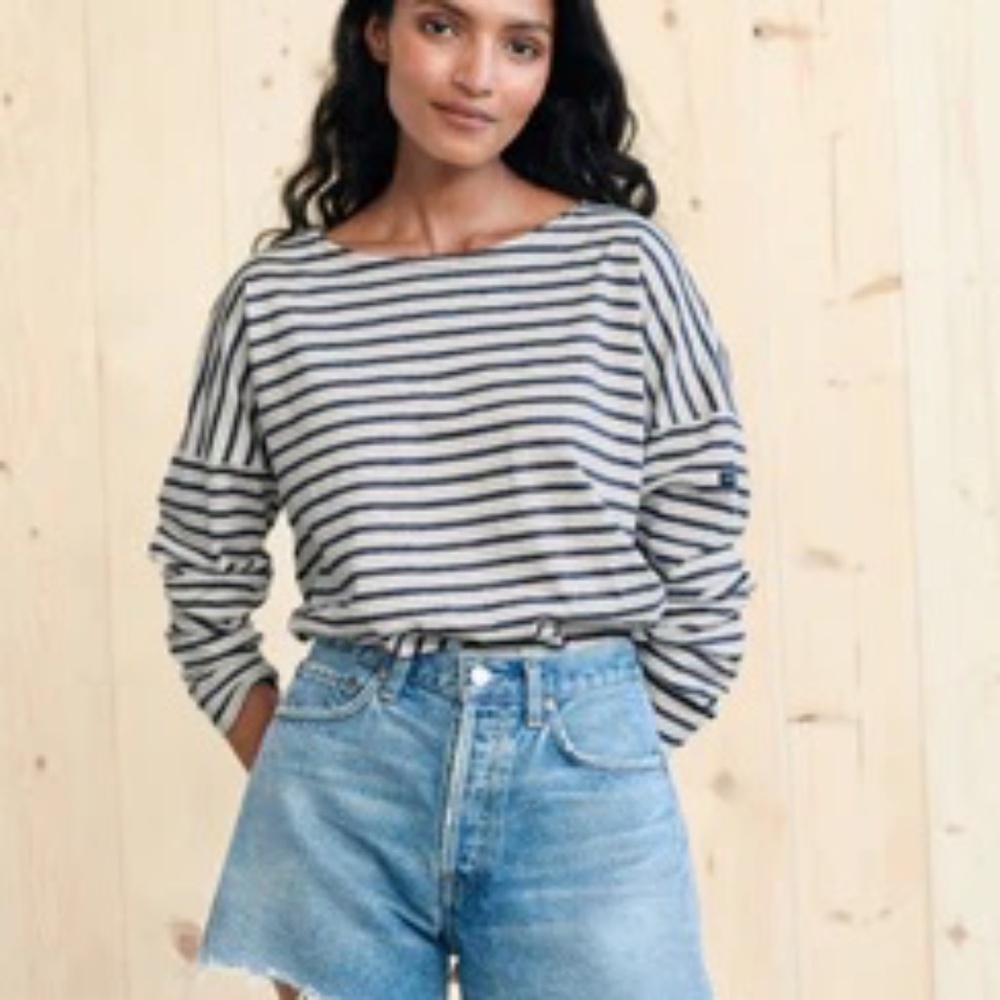 JENNI KAYNE:  Rue Drop Shoulder Tee (navy/white stripe)